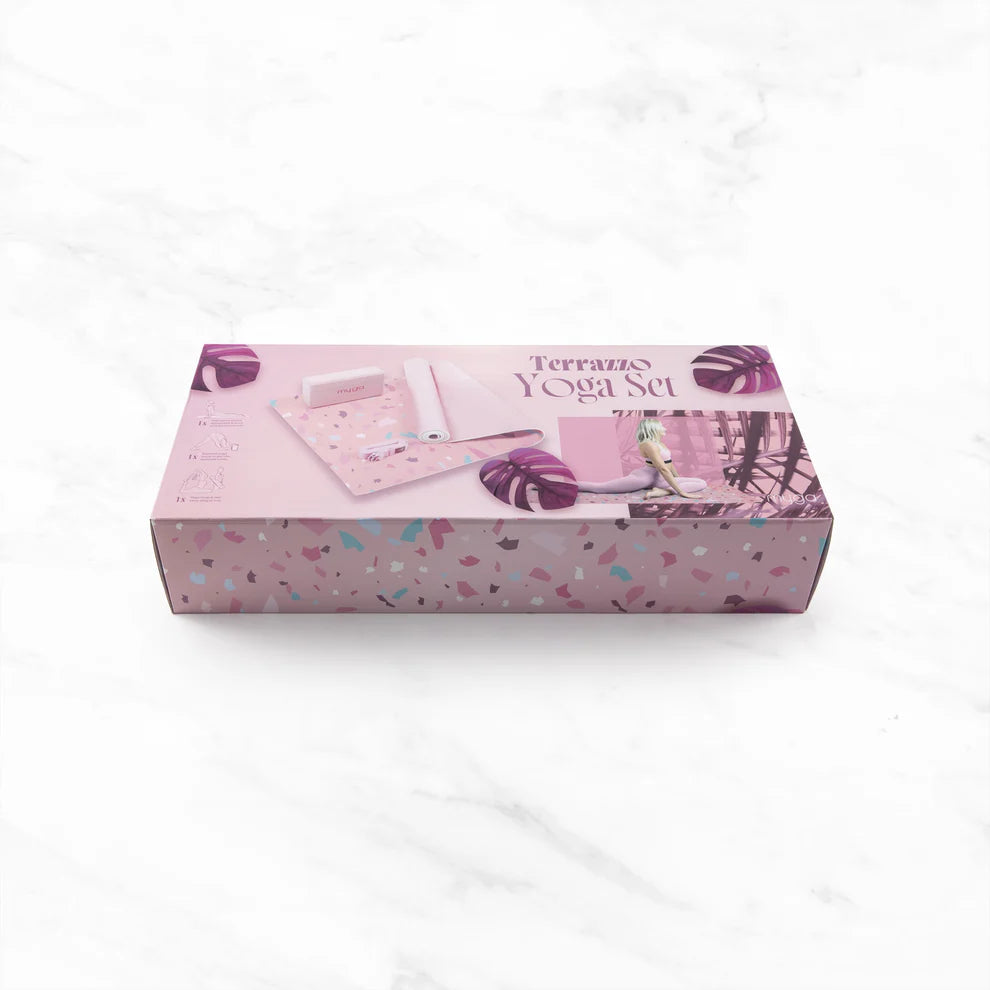 Sada na jógu Myga Terrazzo Yoga Set: podložka, blok, popruh