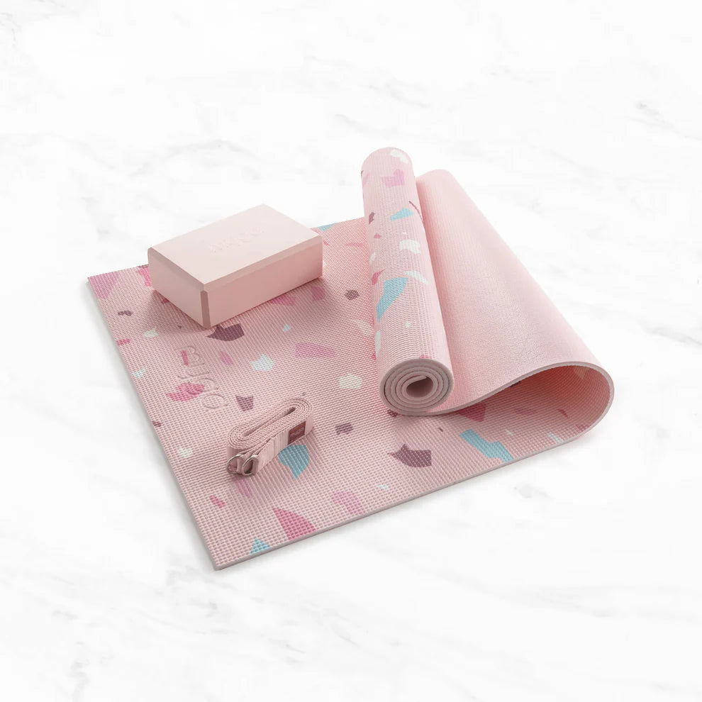 Sada na jógu Myga Terrazzo Yoga Set: podložka, blok, popruh