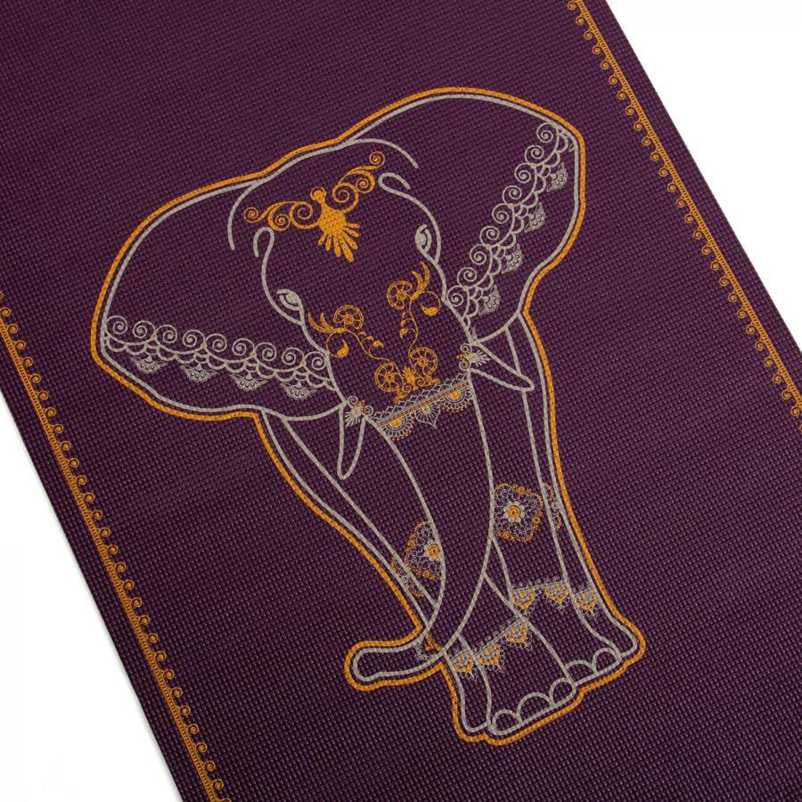 Jógová podložka Bodhi Leela Elephant 4,5 mm – fialová se slonem