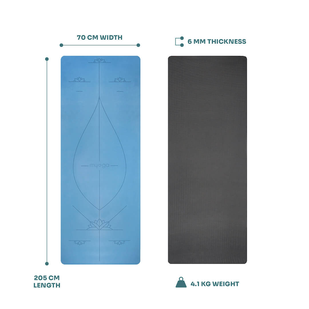 Jógová podložka Myga – Alignment 6 mm XL – modrá
