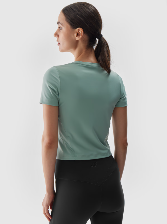Dámské tričko na jógu a pilates 4F slim, rychleschnoucí – tyrkysové