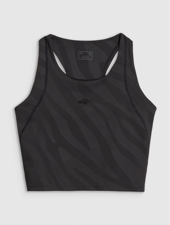 Dámský rychleschnoucí tréninkový crop top značky 4F – černý, velikost M