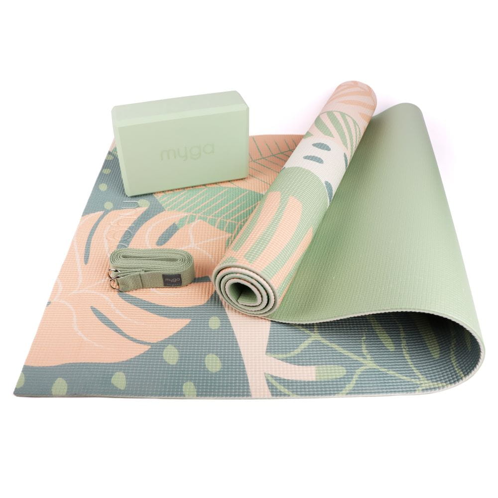Sada na jógu Palm Yoga Set: podložka, blok, popruh