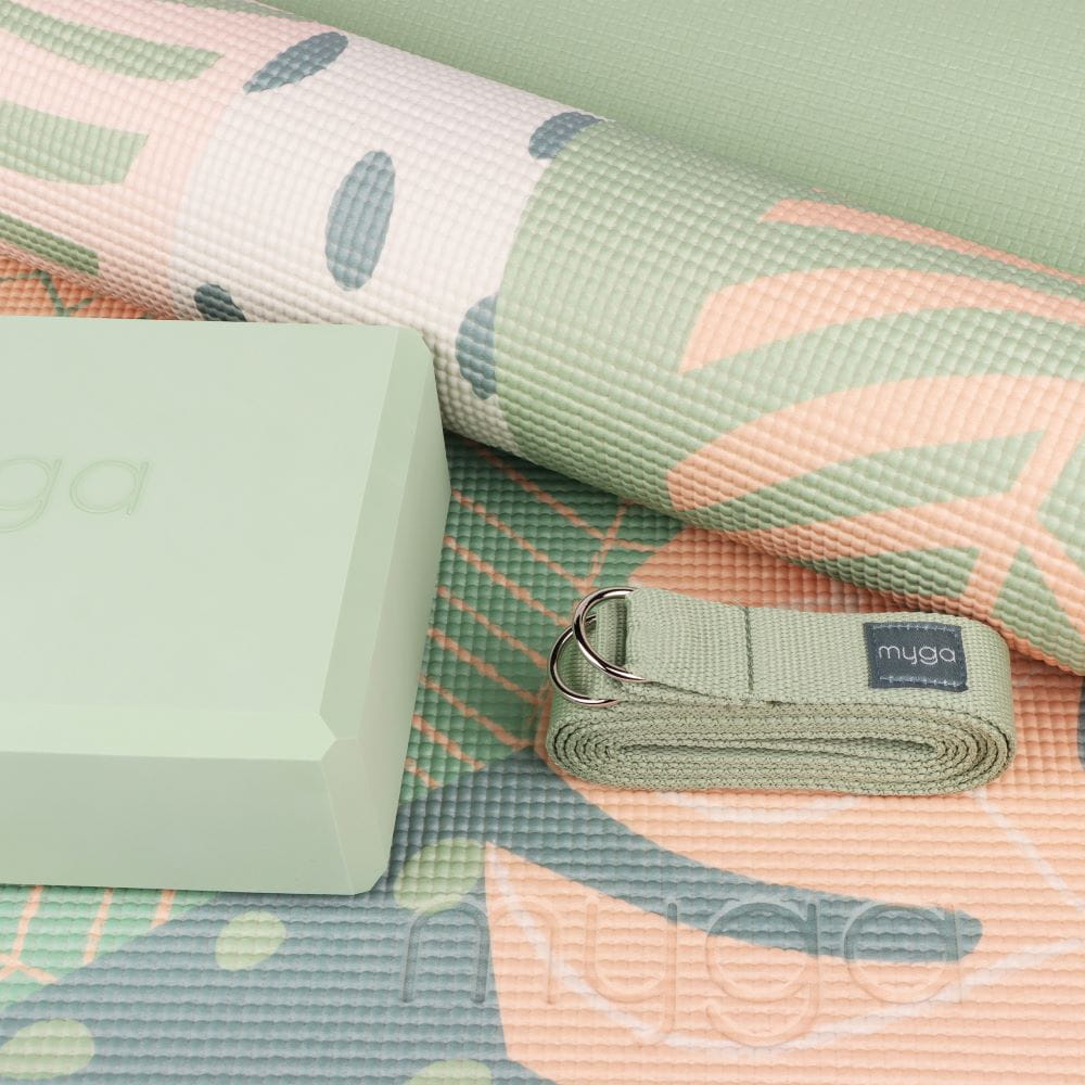 Sada na jógu Palm Yoga Set: podložka, blok, popruh
