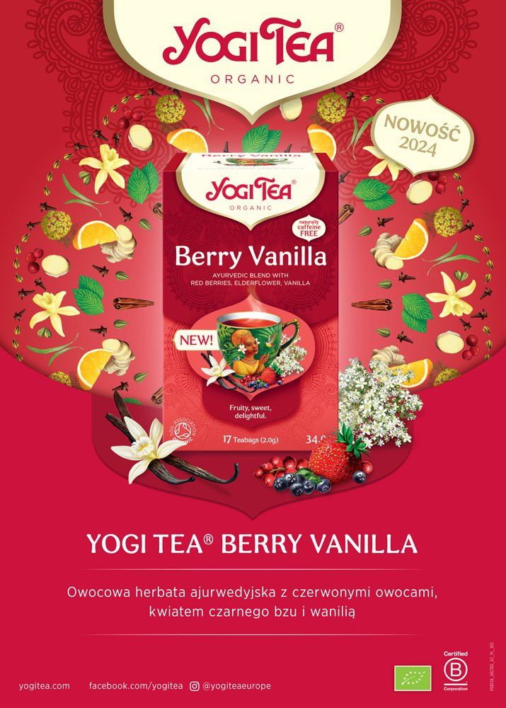 Čaj Yogi Tea Berry Vanilla – vanilka s ovocem