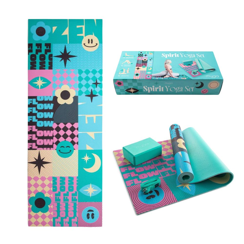 Sada na jógu Spirit Yoga Set: podložka, blok, popruh