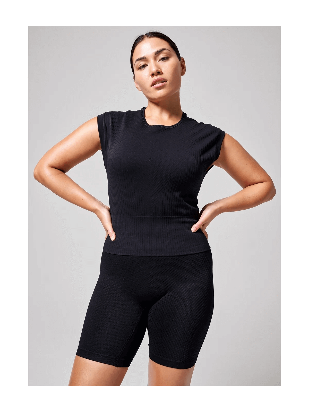 Trička Casall Seamless Graphical Rib Tee - Černá