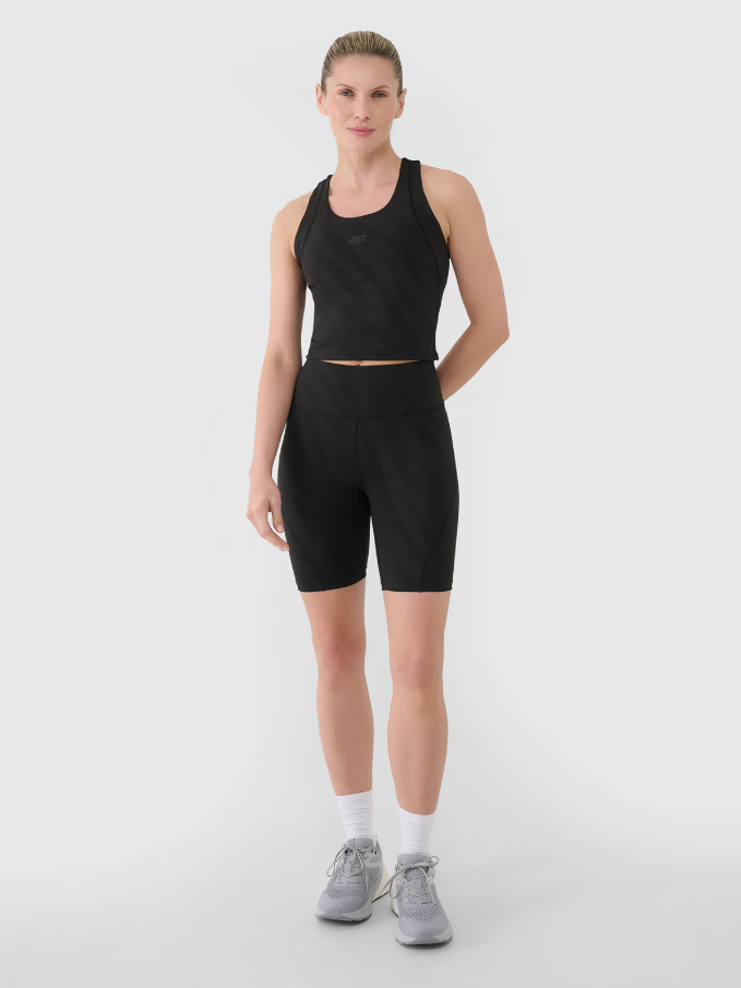 Dámský rychleschnoucí tréninkový crop top značky 4F – černý, velikost M