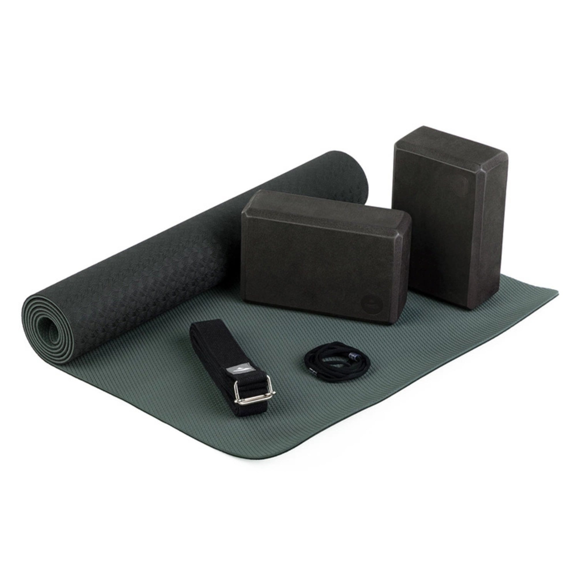 Sada na jógu Bodhi Yoga Set Flow: podložka, bloky, popruh – černá