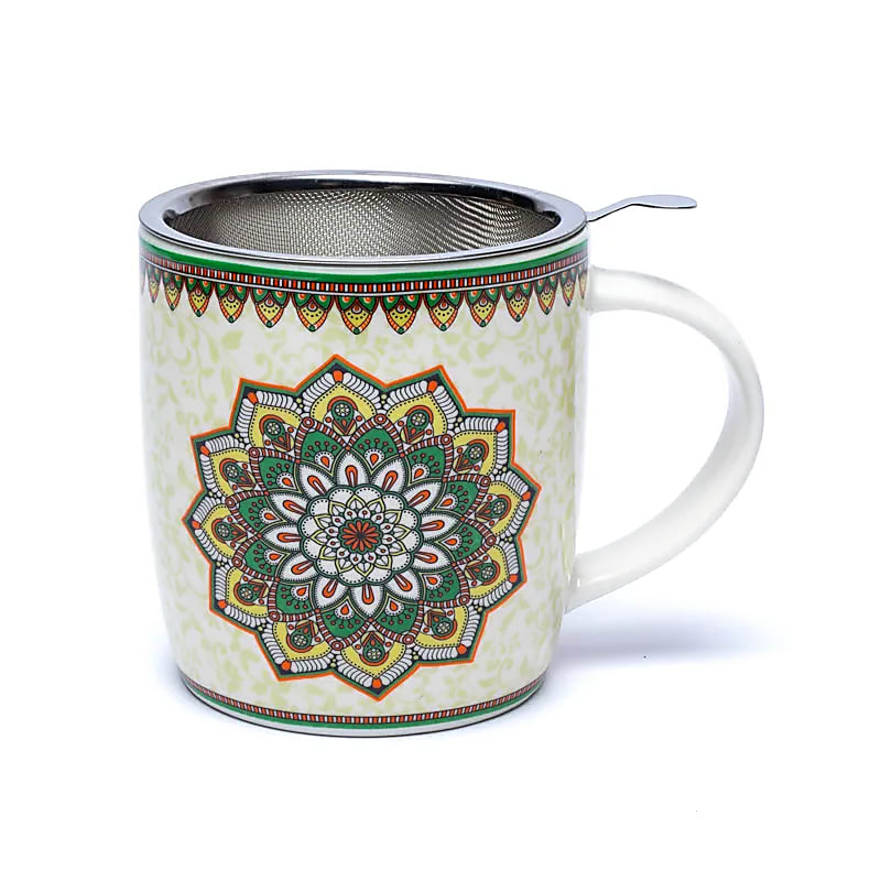 Hrnek s infuzérem „Zelená mandala“, 400 ml