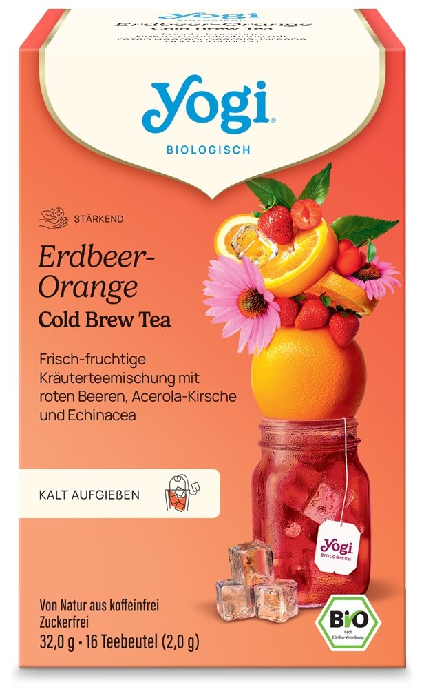 Ledový čaj Cold Brew s příchutí jahody a pomeranče