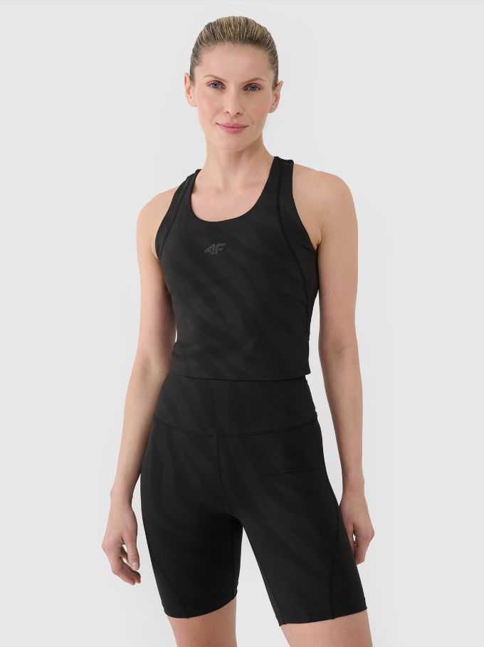 Dámský rychleschnoucí tréninkový crop top značky 4F – černý, velikost S