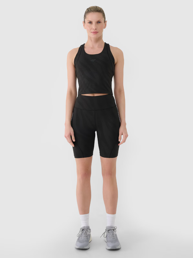 Dámský rychleschnoucí tréninkový crop top značky 4F – černý, velikost S