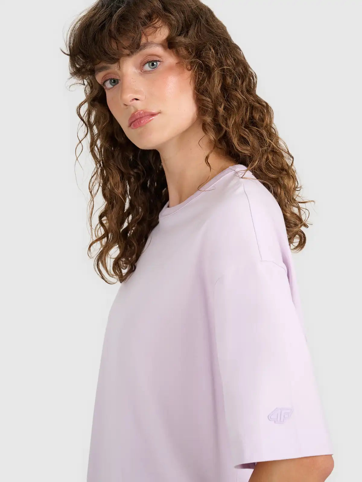 Dámské tričko oversize s krátkým rukávem – fialové