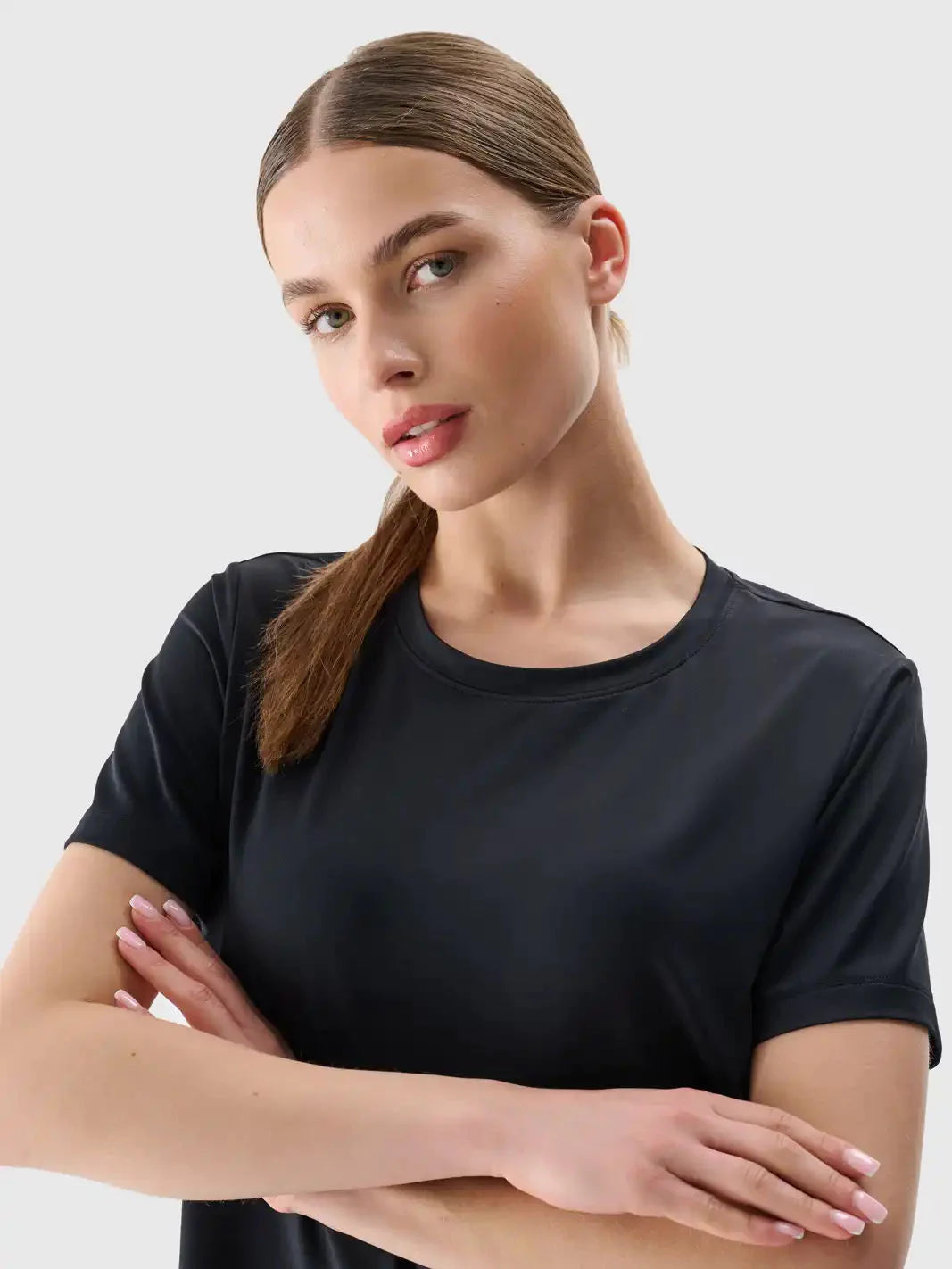 Dámské tréninkové tričko 4F oversize, rychleschnoucí – černé, velikost XS