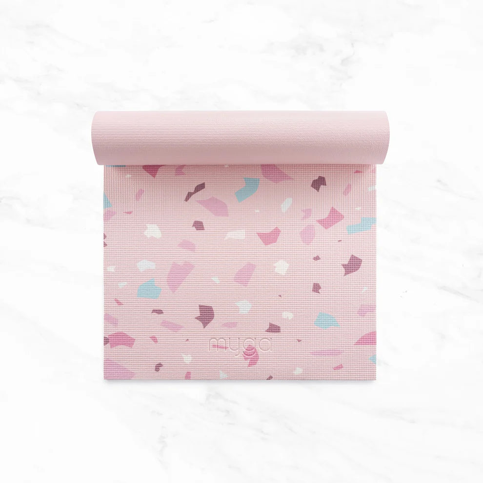 Sada na jógu Myga Terrazzo Yoga Set: podložka, blok, popruh