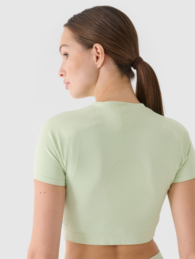 Dámský rychleschnoucí tréninkový crop top 4F slim – tyrkysový