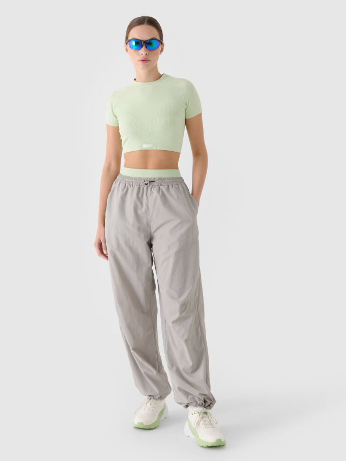Dámský rychleschnoucí tréninkový crop top 4F slim – tyrkysový