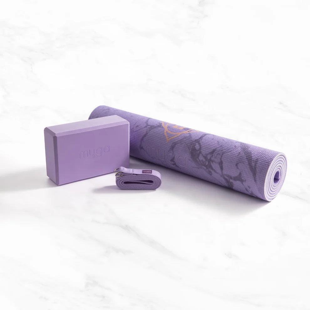 Sada na jógu Chakra Yoga Set: podložka, blok, popruh