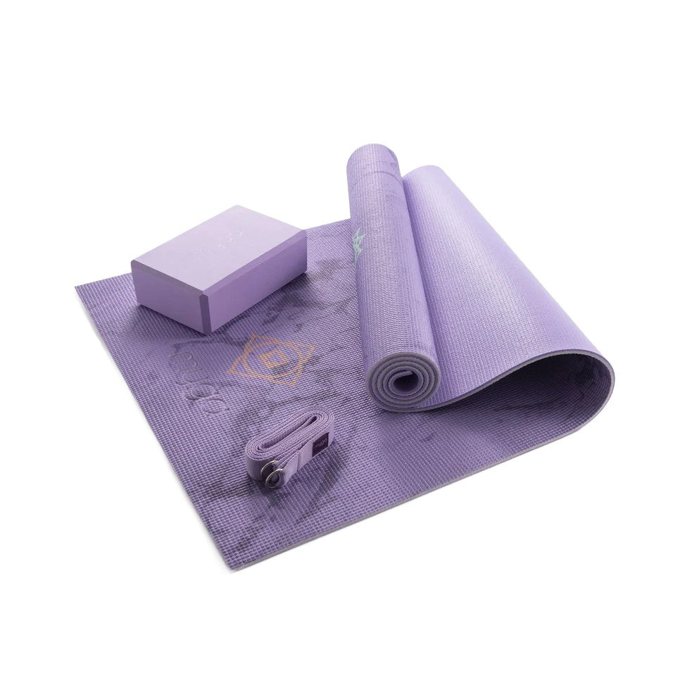 Sada na jógu Chakra Yoga Set: podložka, blok, popruh