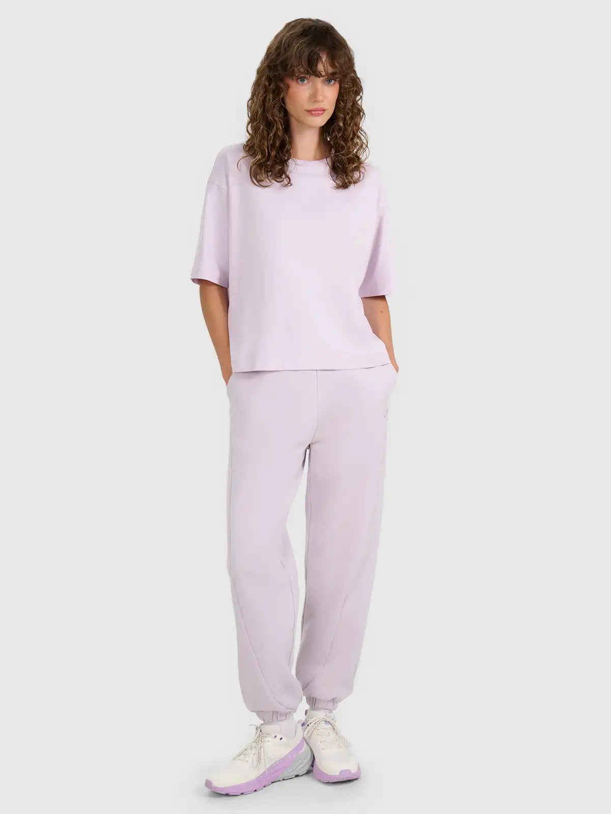 Dámské tričko oversize s krátkým rukávem – fialové