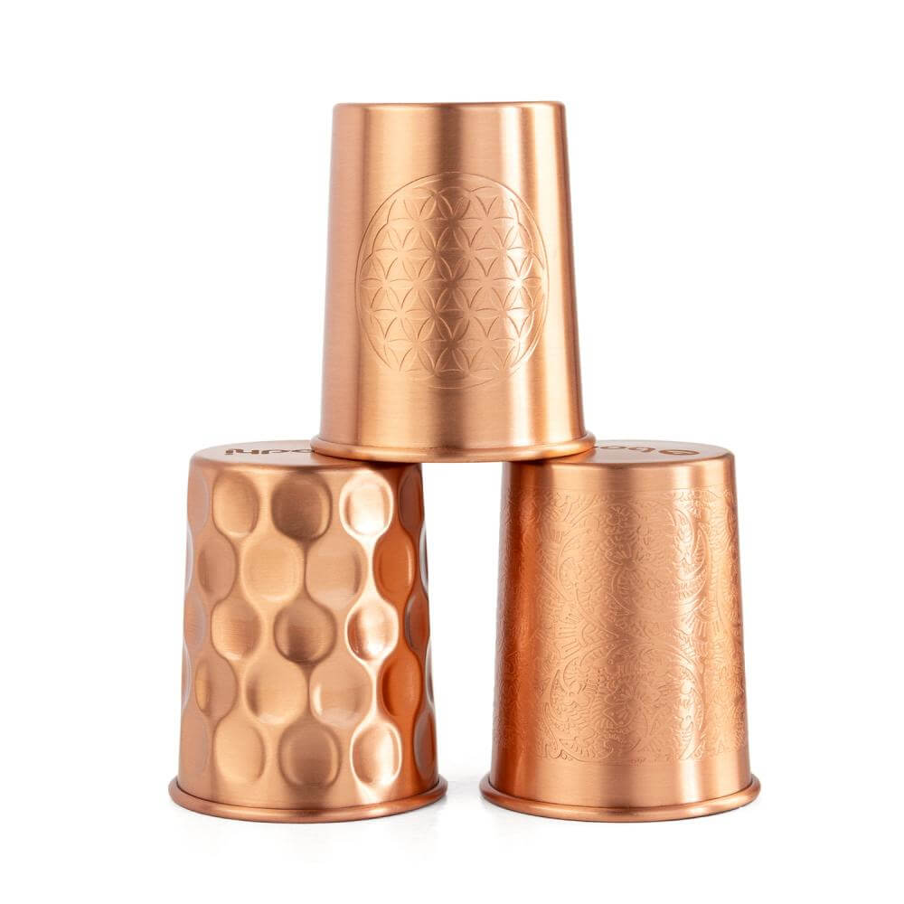 Sada 2 měděných hrníčků na vodu o objemu 250 ml Bodhi – Diamond Etching