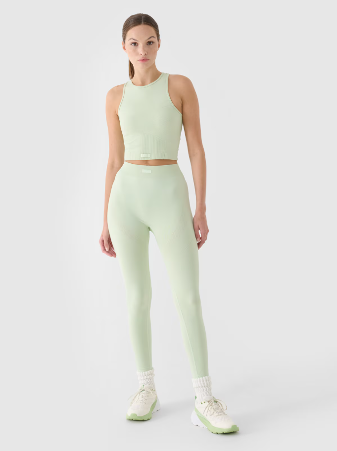 Dámský rychleschnoucí tréninkový crop top 4F slim – tyrkysový