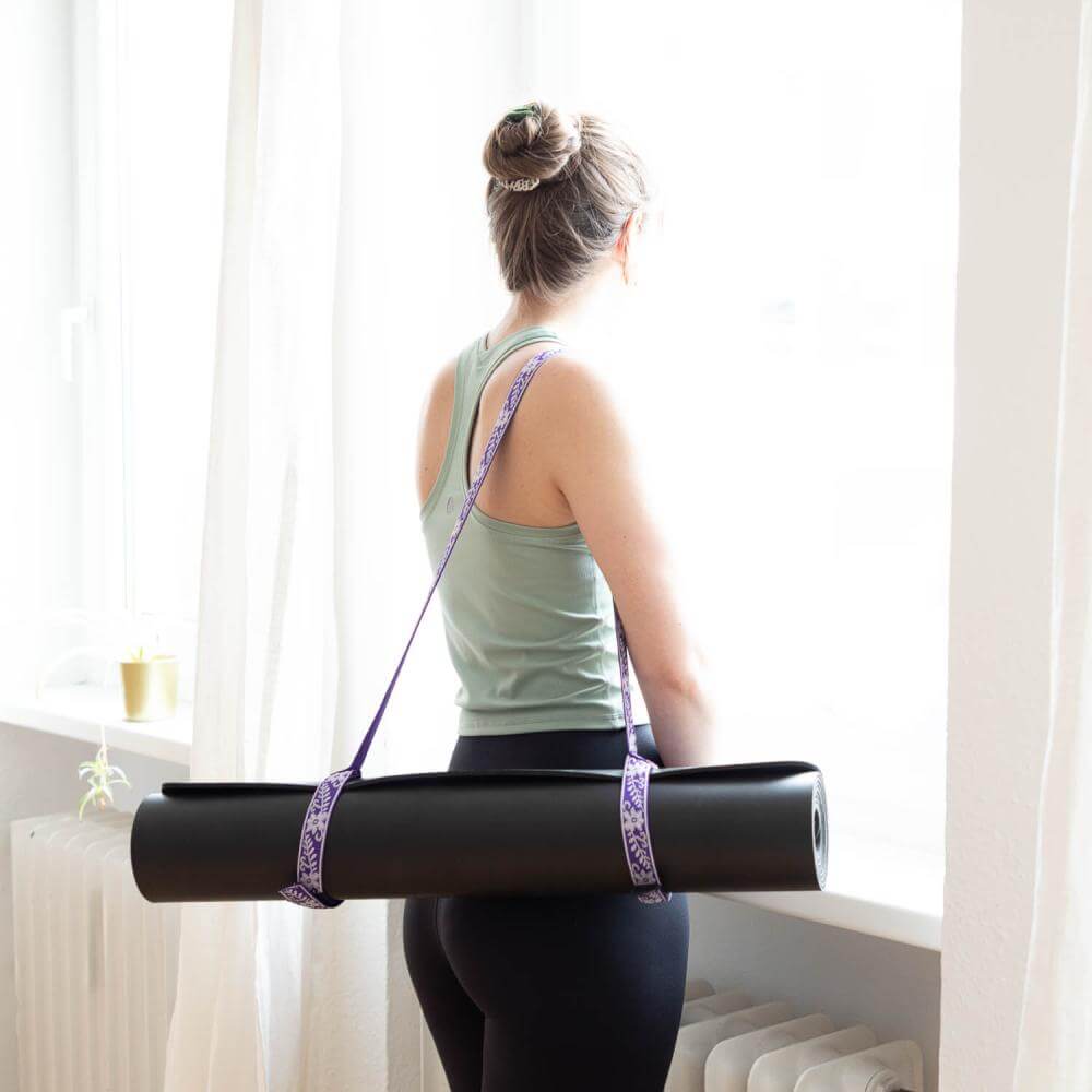 Páska na přenášení podložky s suchým zipem Bodhi Velcro – fialová