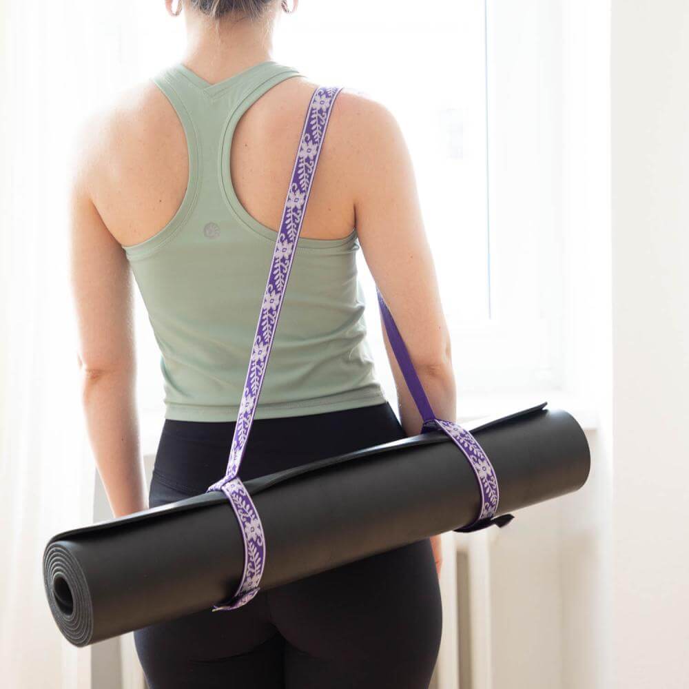 Páska na přenášení podložky s suchým zipem Bodhi Velcro – fialová