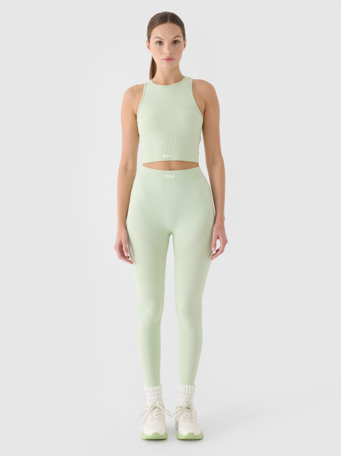 Dámský rychleschnoucí tréninkový crop top 4F slim – tyrkysový