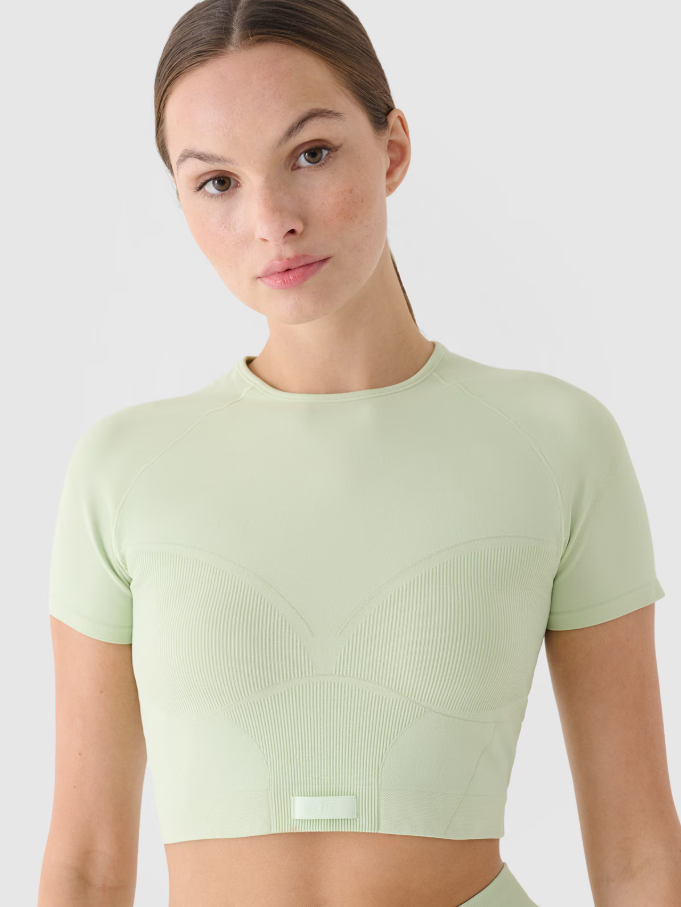 Dámský rychleschnoucí tréninkový crop top 4F slim – tyrkysový