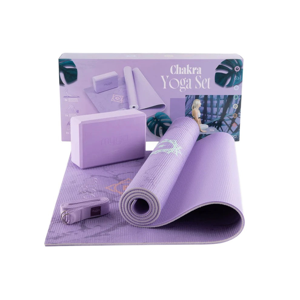 Sada na jógu Chakra Yoga Set: podložka, blok, popruh